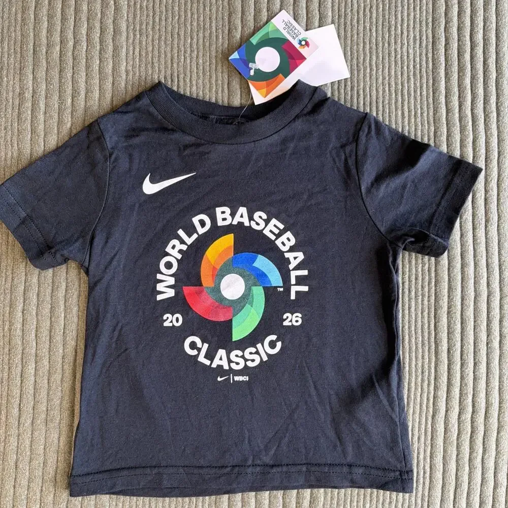 Nike World Baseball Classic 2026 Logo T-Shirt Youth 2T Black NWT